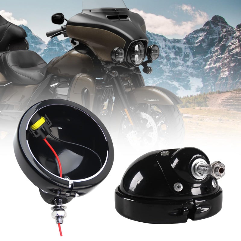 SKTYANTS 4.5 inch Housing Bracket Mount Ring Bracket for Fog Passing Light Lamp Motorcycle Touring Electra (Black) - Image 1
